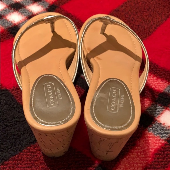 Coach Jorgina embossed wedge cork thong sandals 7 - Picture 4 of 7